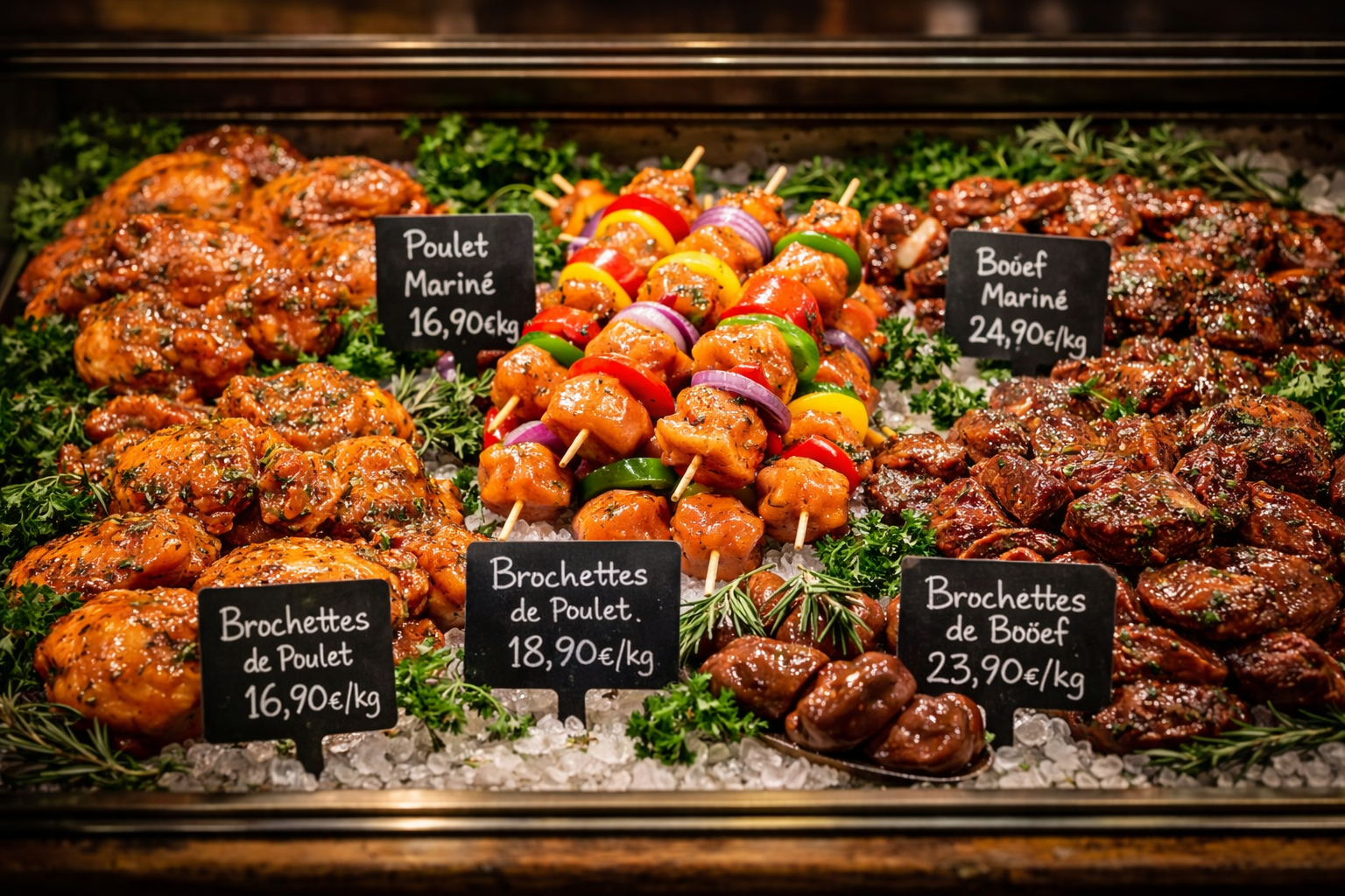 Viande marinée vitrine